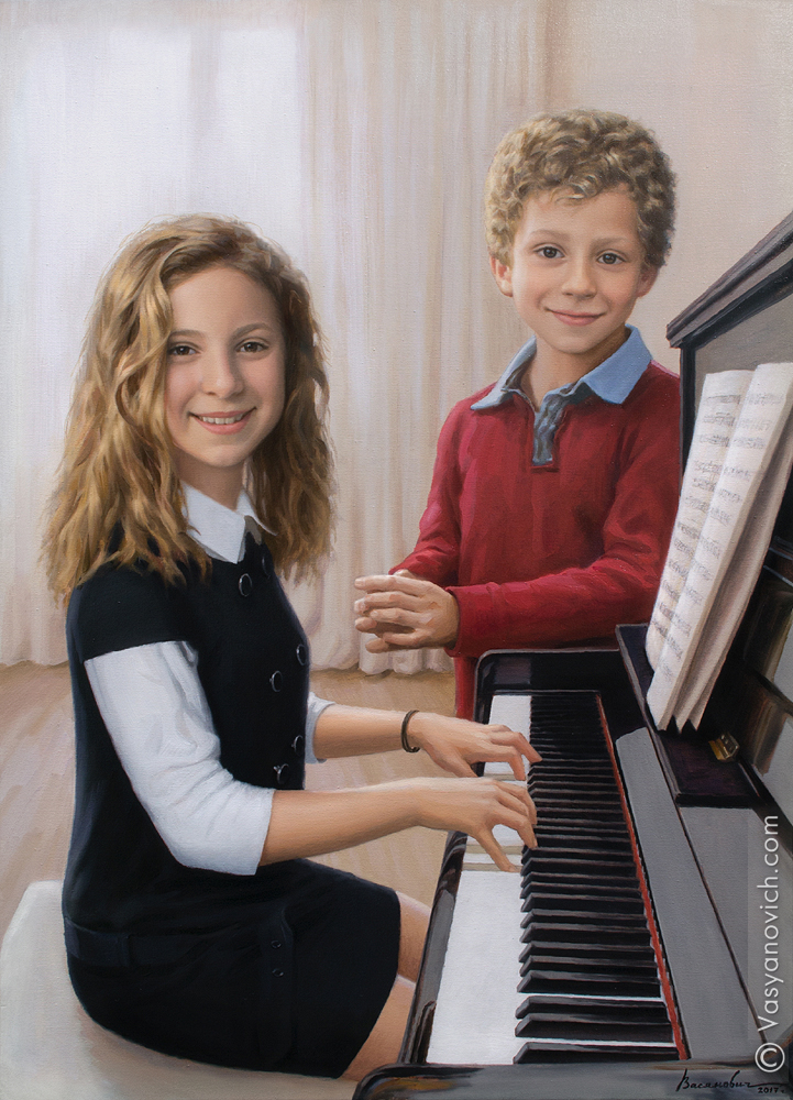 Картина "Дети возле фортепиано"