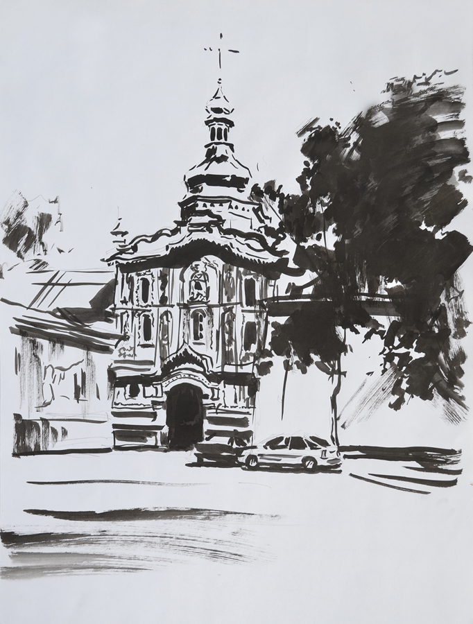 Картина "Надвратная церковь Киево-Печерской Лавры"