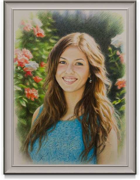 Картина "Девушка на фоне цветущего сада"