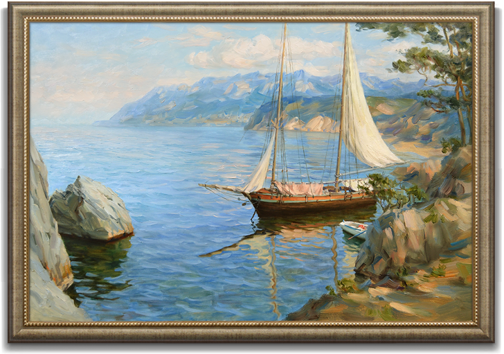 Картина "Корабль у берега."