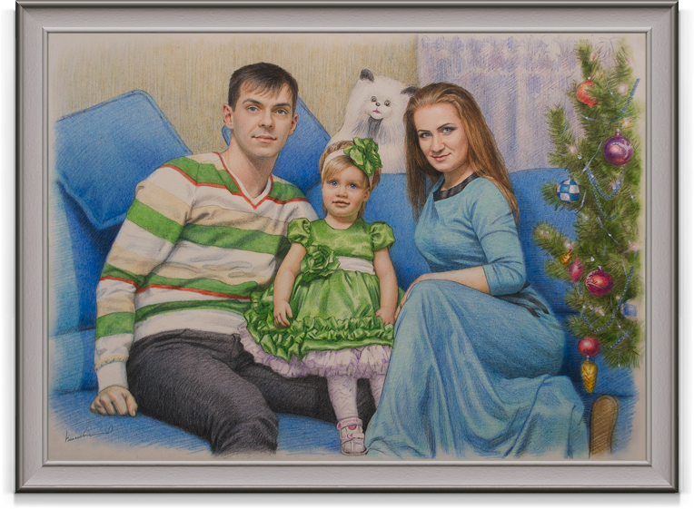 Картина "Новогодний семейный портрет"