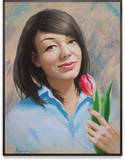 Картина "Портрет девушки с тюльпаном"
