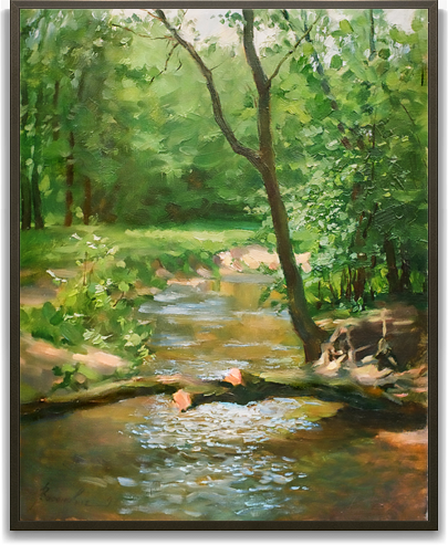 Картина "Ручей и поваленное дерево"