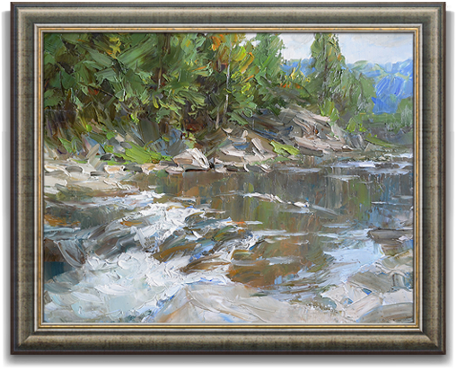 Картина "Водопады на речке Прут. Эскиз"