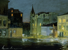 Картина "Ночной Андреевсекий спуск"