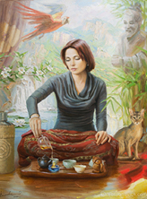 Картина "Портрет с чайной церемонией."