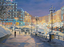 Картина "Киев. Зимняя Европейская площадь."