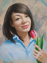 Картина "Портрет девушки с тюльпаном"