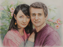 Картина "Двое на фоне цветущего олеандра"
