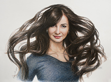 Картина "Брюнетка с развевающимися волосами"