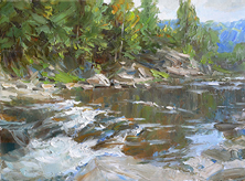 Картина "Водопады на речке Прут. Эскиз"