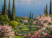 Картина "Цветущий сад на побережьи Италии"
