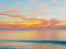 Картина "Закат на море с цветущим олеандром"